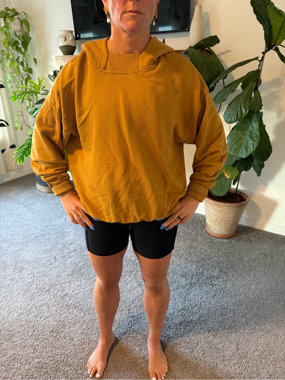 Free people camel yellow hoodie